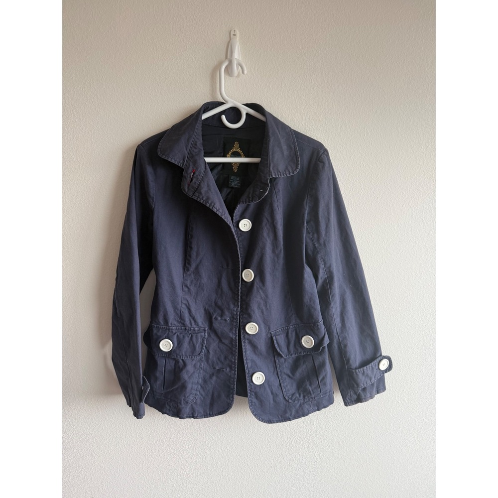 Heritage 1981 Womens Navy Blue Utility Jacket Button Front Size Small